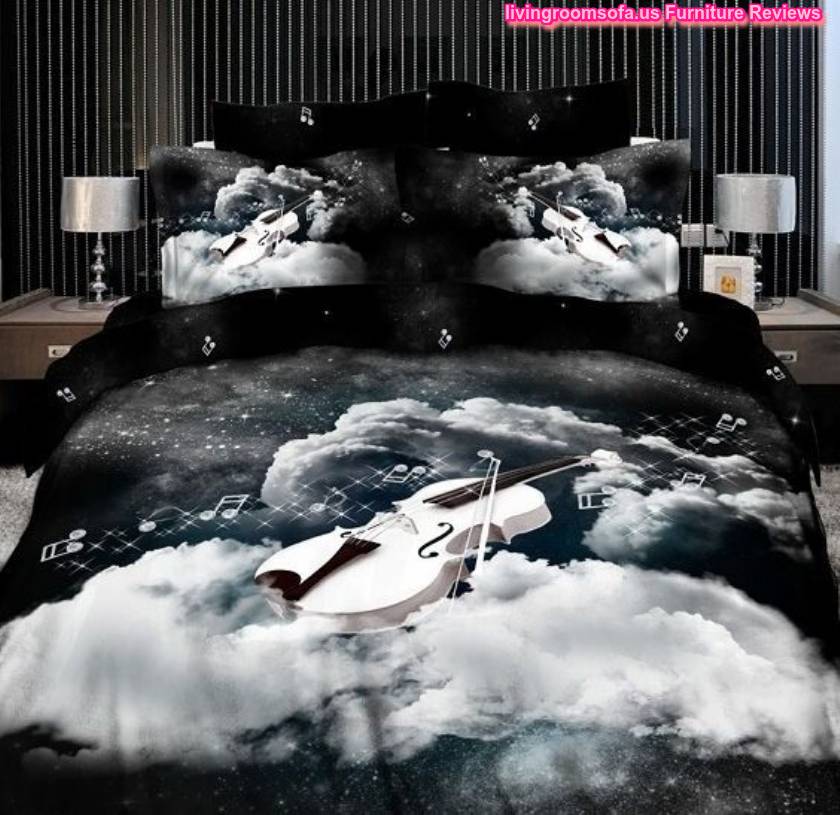 5pcs Guitar Black Prints Bed In A Bag Design