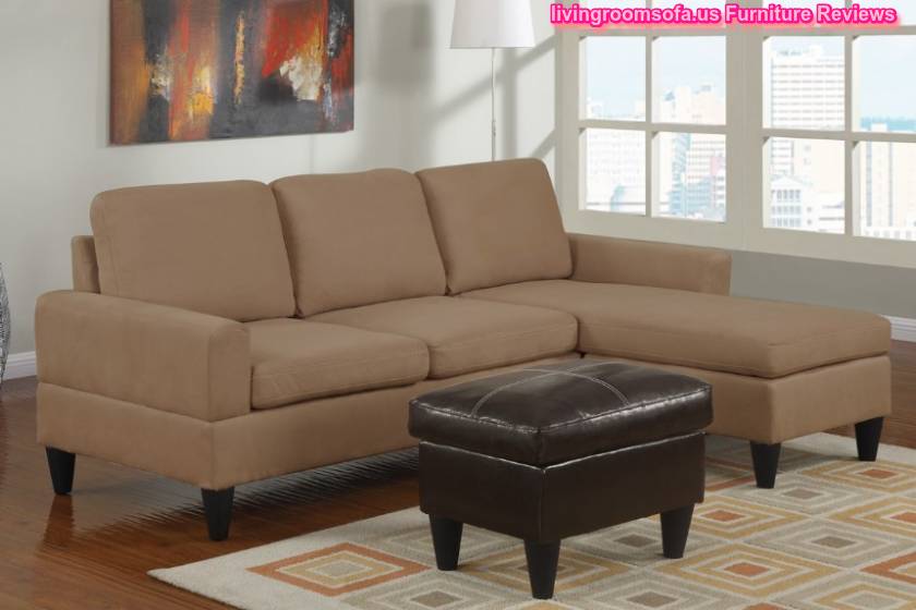  Beige Apartment Size Sectional Sofa L Shaped Small