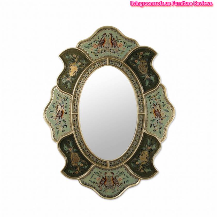 Birds Patterned Antique Wall Mirror