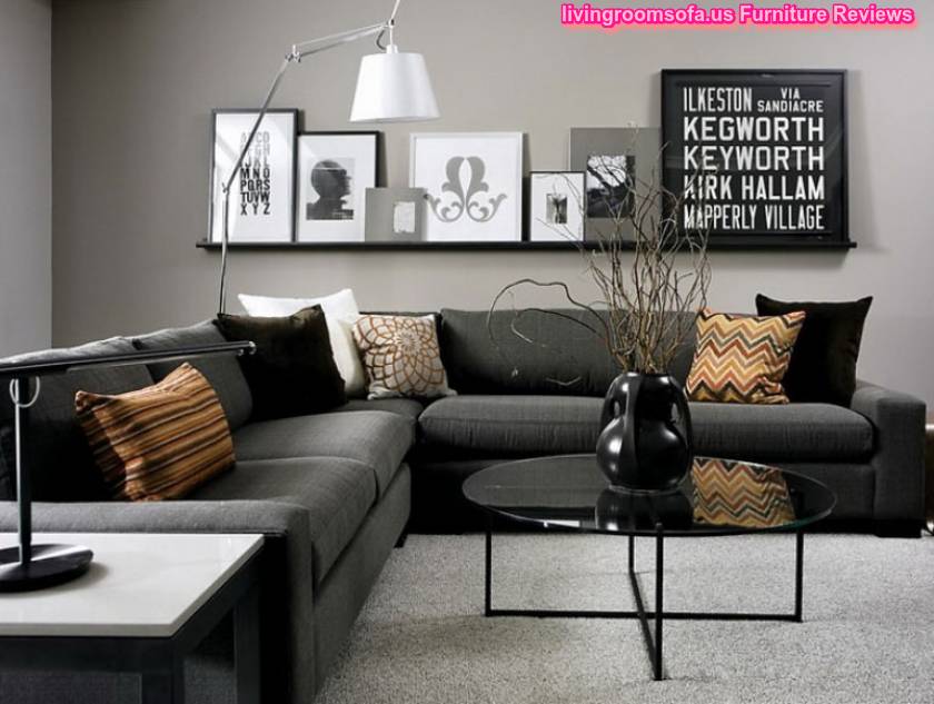  Black  Living  Room  Furniture  Dark  Gray  Corner Sofa 