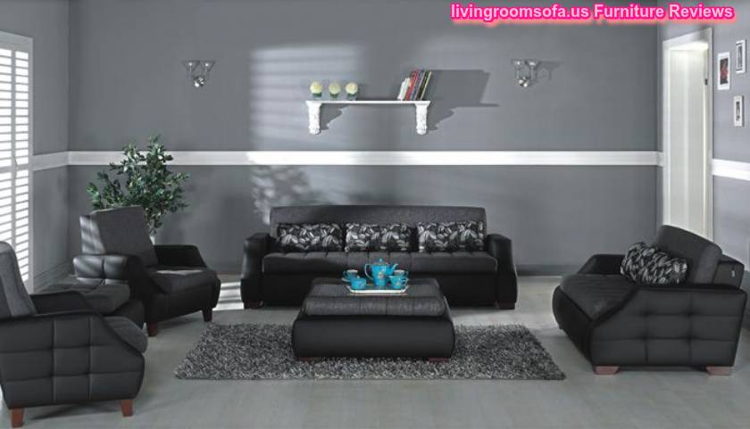 Black Sofa Set Design Living Room Decoration