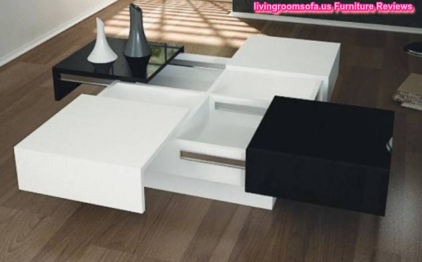  Black Wood Functional Coffer Table