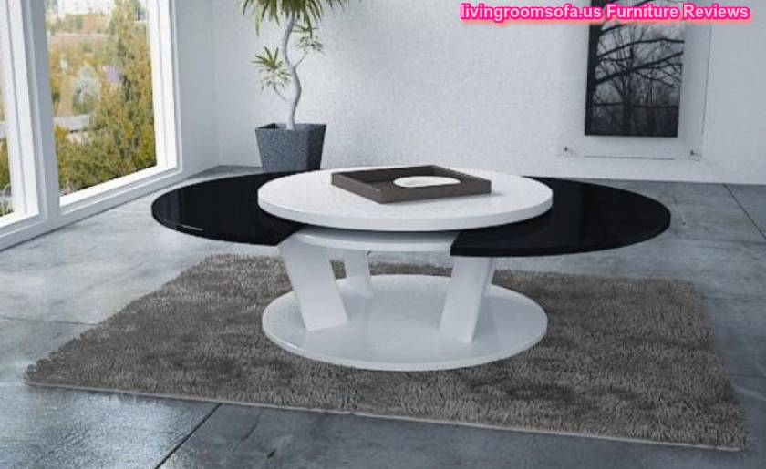  Black And White Wood Round Coffee Table