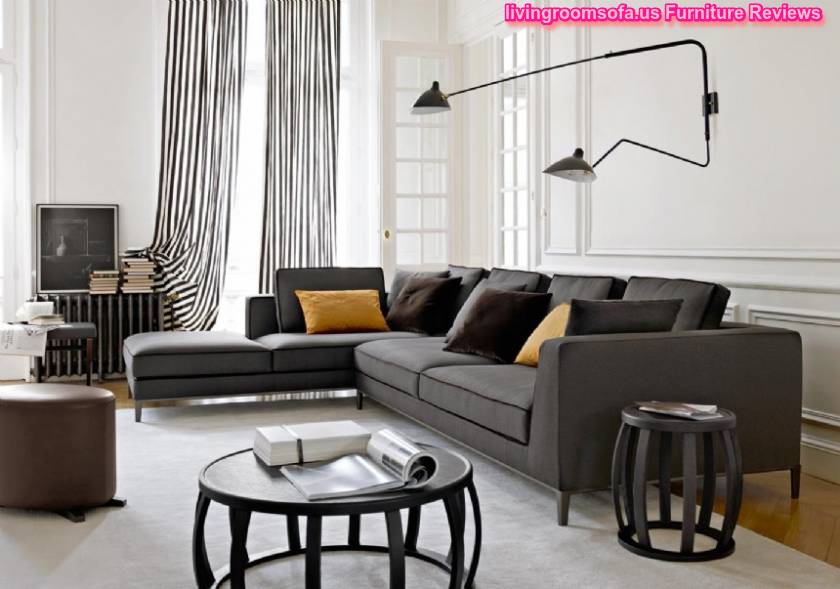  Black Dark Gray Leather L Shaped Living Room Sofa