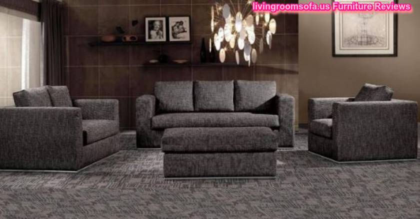 Black Dark Gray Living Room Sofa Set