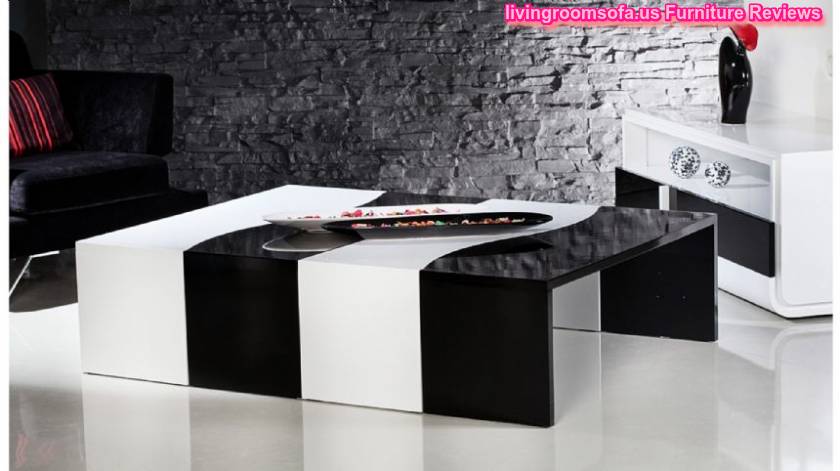  Black White Wavy Wood Coffee Table