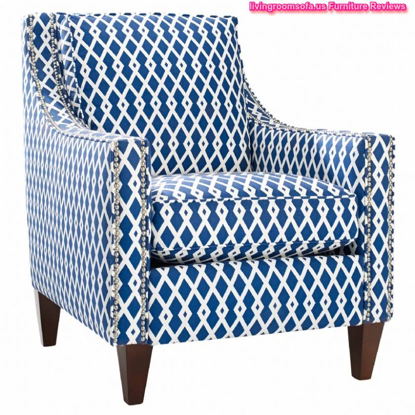  Blue And White Patterned Accent Arm Chair