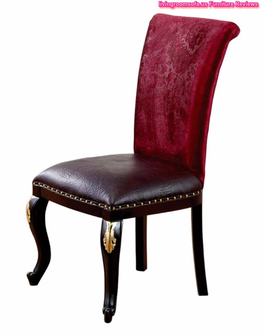  Classic Chair Red Velvet Brown Leather
