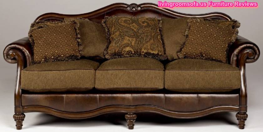  Classic Carved Oak Wood Leather Sofa Design