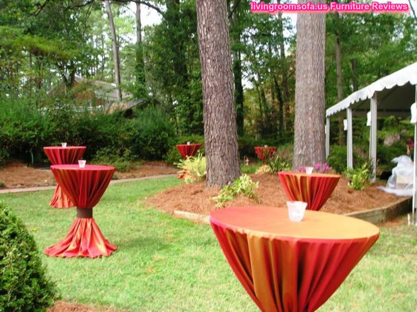  Exterior Red Fabric Banquet Cocktail Tables