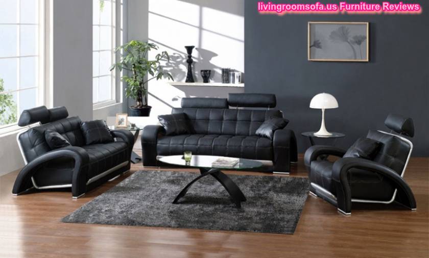  Modern Black Leather Sofa Set Amazing Living Room Design