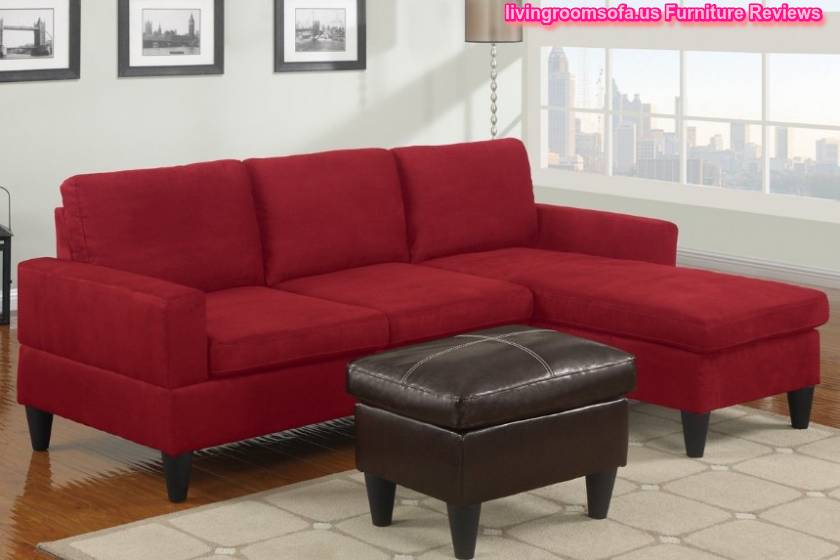  Modern Cherry Apartment Size Sectional Sofa