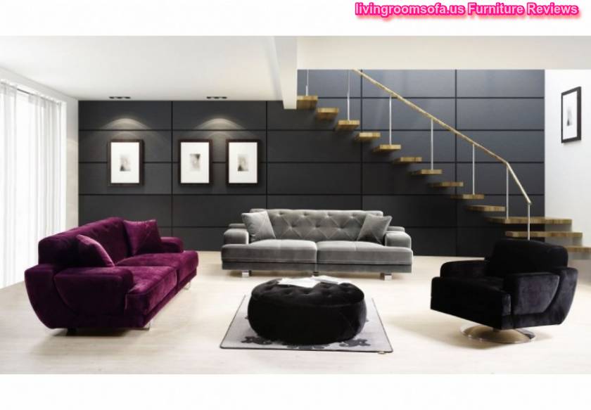 The Most Beaufitul  And Modern Purple,gray And Black Contemporary Fabric Sofas