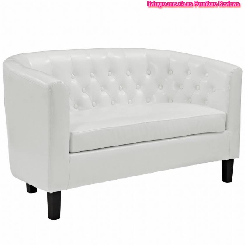 White Leather Affordable Loveseats Design
