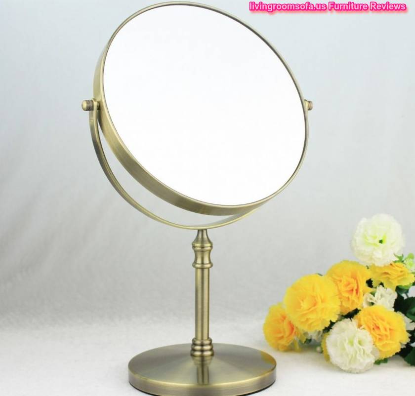  Antique Brass Color Desktop Mirror Double Faced