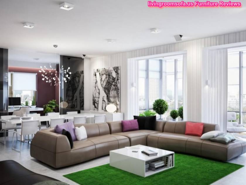 Awesome Brwon Leather Sectional Sofa For Apartement