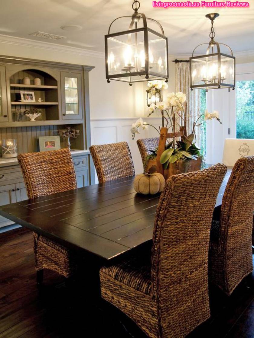Casual Dining Room Table Centerpieces Ideas With Rattan Chairs