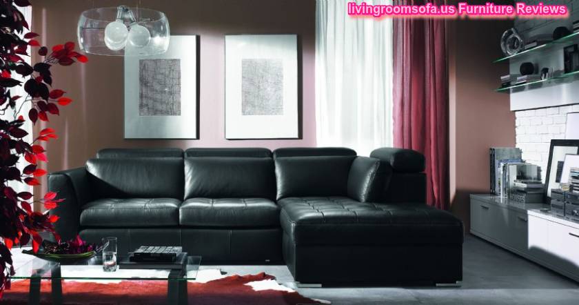  Classic Black Leather Sofa L Shaped