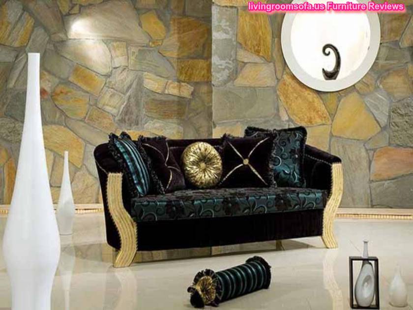 Classical Couch Black Fabric Round And Cube Pillows