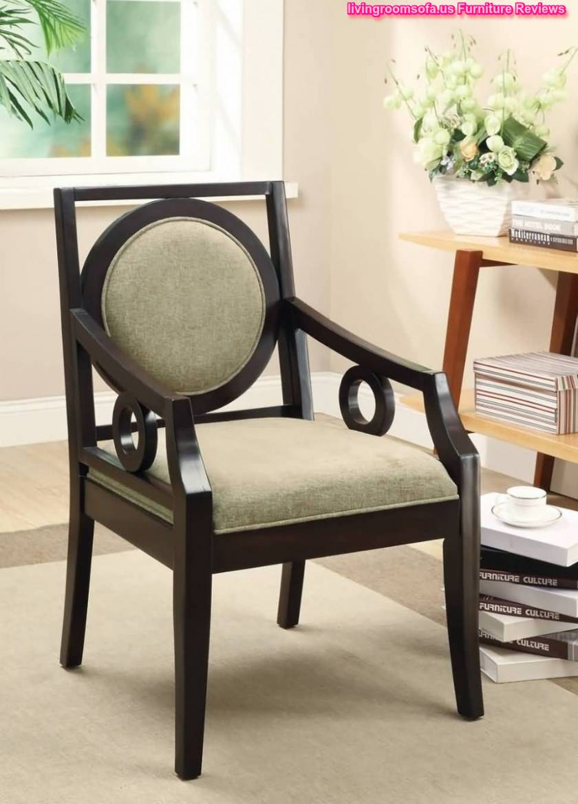 Contemporary Accent Chair Carvings On The Exposed Wood Arms