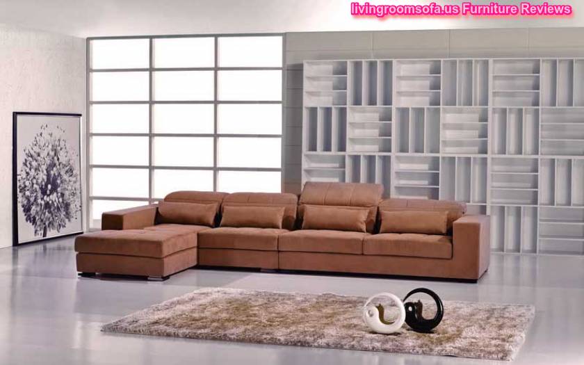 Contemporary Brown Microfiber Sectional Sofa