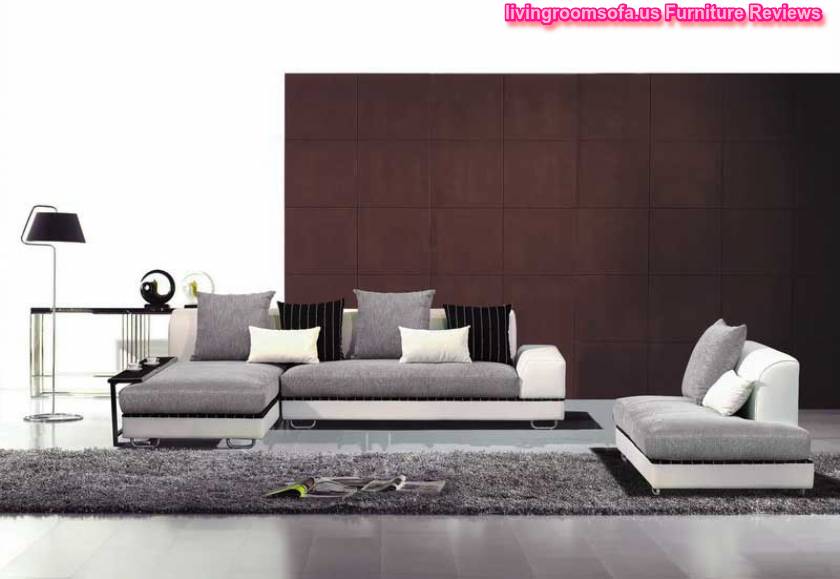 Contemporary Fabric And Leather Match Sofa