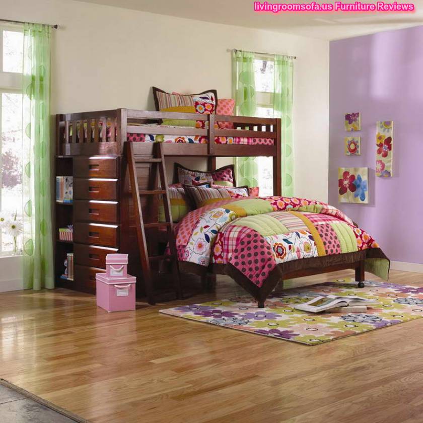 Contemporary Kids Furniture With Purple Wall
