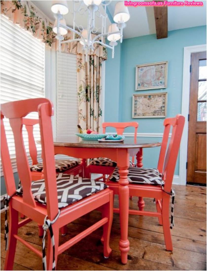  Wooden Coral Painted Chairs