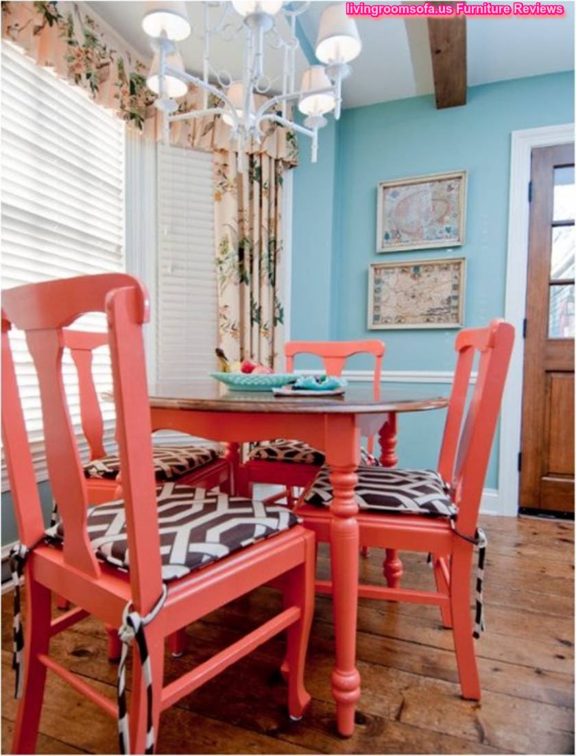  Wooden Coral Painted Chairs