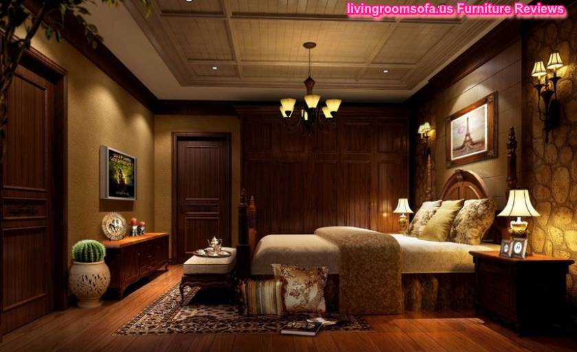 Extraordinary Dark Brown Classic Bedroom Design Rendering Night