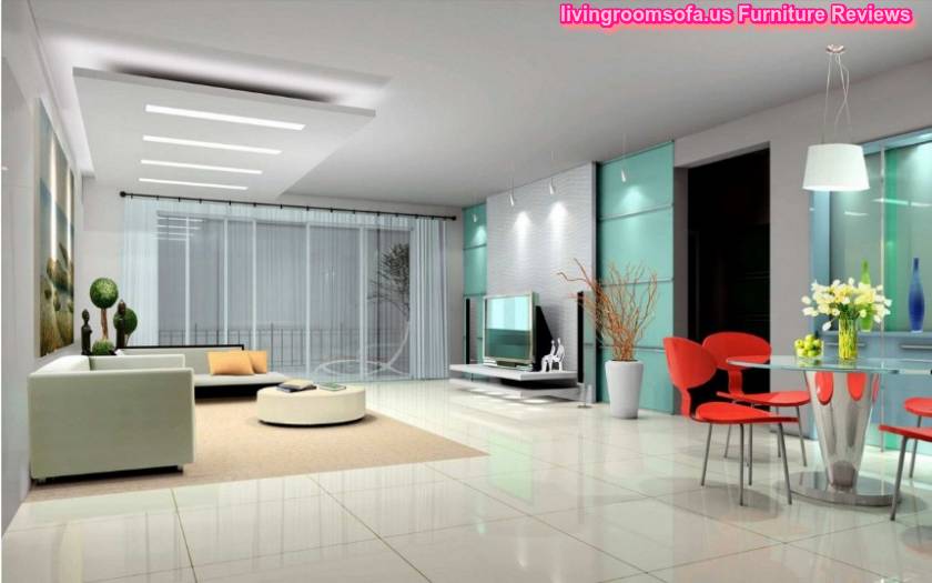 Futuristic Open Living Room Apartment With Recessed Ceiling Light Living Room Ceiling Lights Ideas