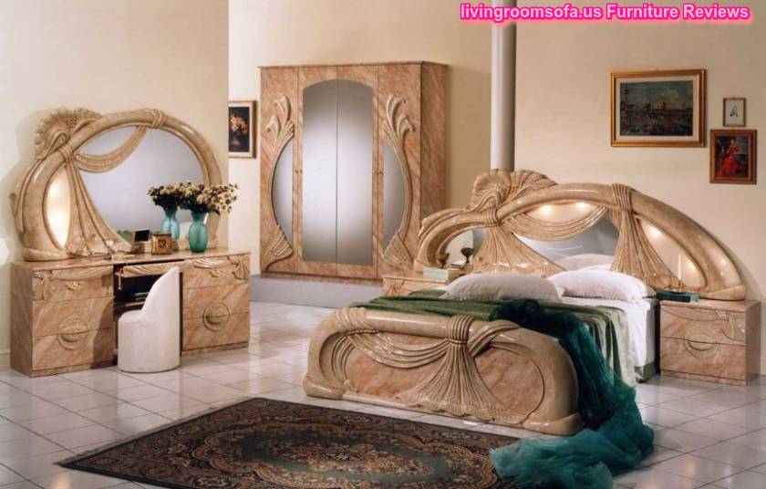 Gina Salome Marble Italian Classic Lacquer Bedroom Set