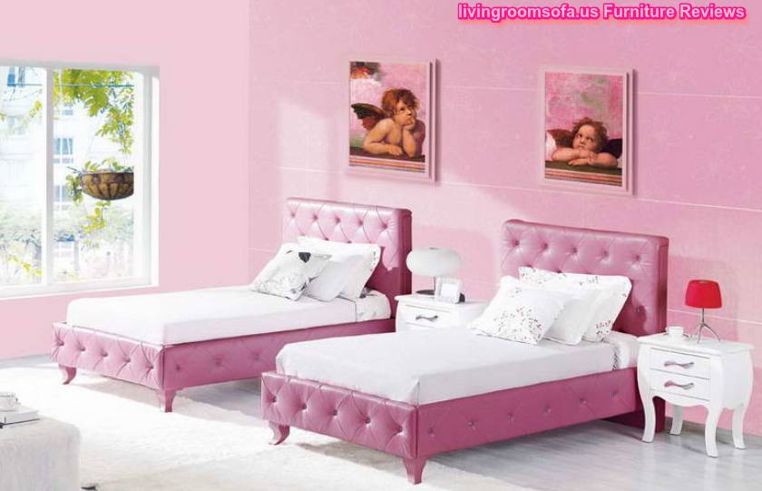 Girls Bedroom Colors Perfect With Two Bedding Ideas Wall Pink Color Ideas Side Table Ideas Very Nice For Twin Bedroom