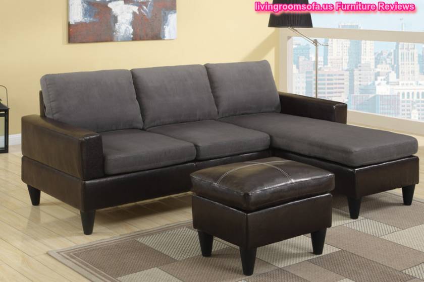 Grey Microfiber Two Tone Apartment Size Sectional