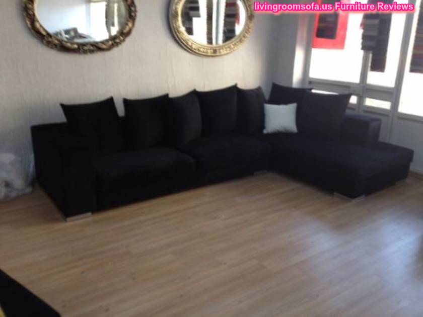  L Shaped Black Sofa Modern Living Room Apartment Size