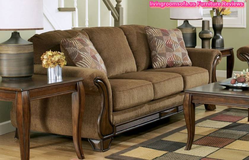 Light Brown Facric Sofa And Oak Cofie Table Design
