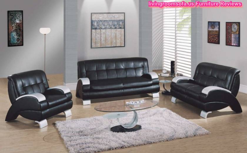  Lovely Deluxe Black Leather Living Room Idea Furniture Set