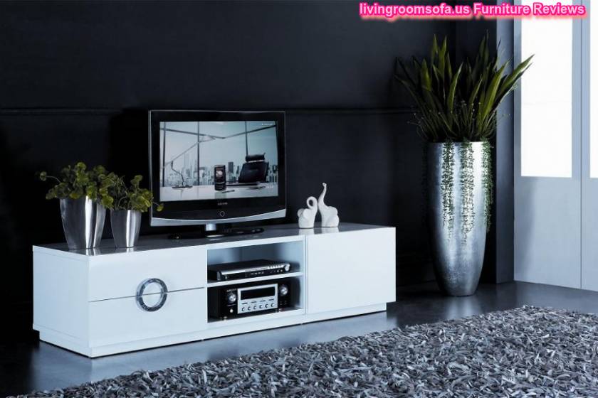 Marvelous White Contemporary Modern Tv Stands With Fur Rug Ideas