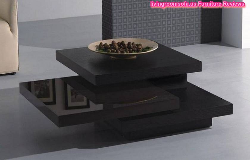  Modern Black Wood Coffee Table Square Design