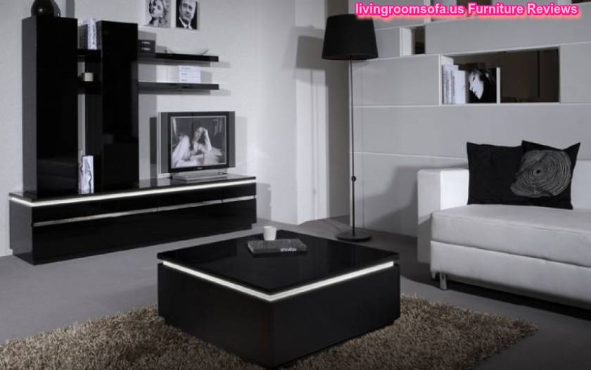  Modern Living Room And Black Wood Coffee Table