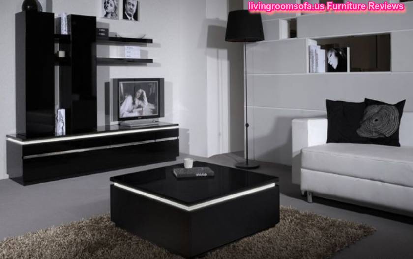 Modern Living Room And Black Wood Coffee Table