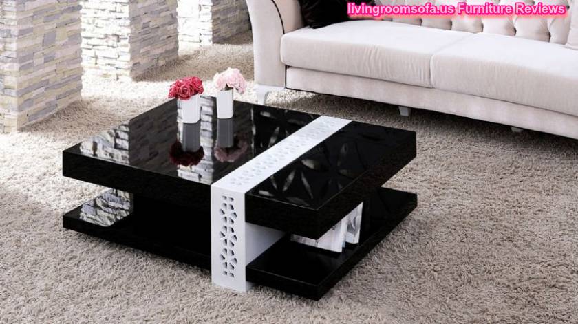  Modern Square Black Wood Coffee Table