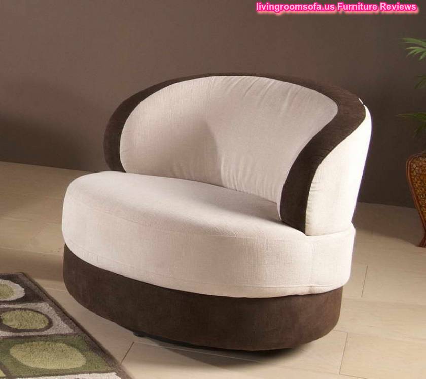 Modern White And Brown Accent Swivel Chairs For Living Room