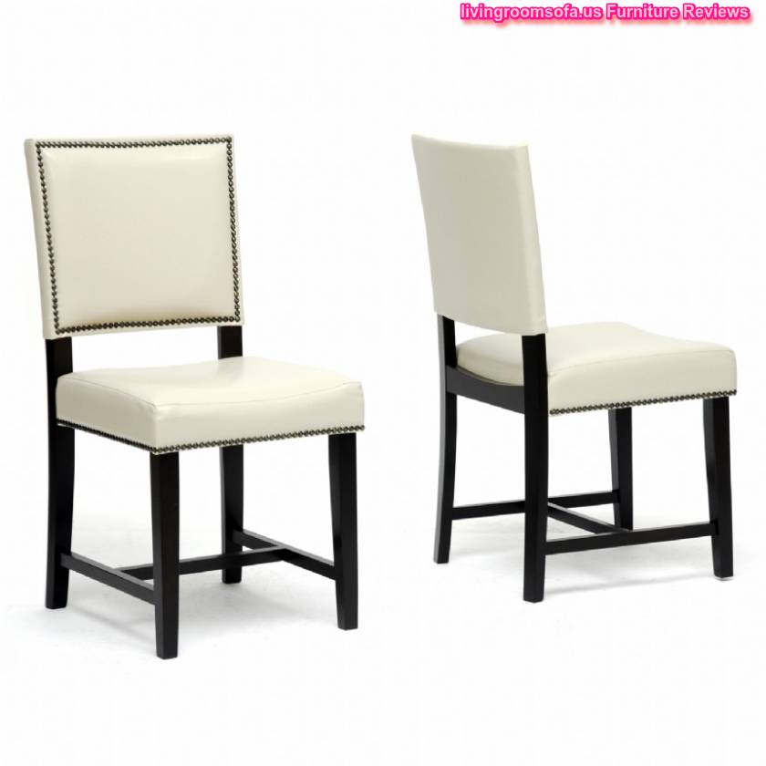  Nottingham Cream Faux Leather Modern Dining Chairs