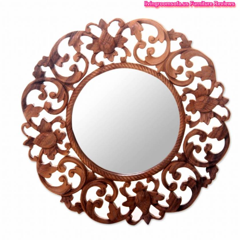  Oak Carved Rounded Antique Wall Mirror Design