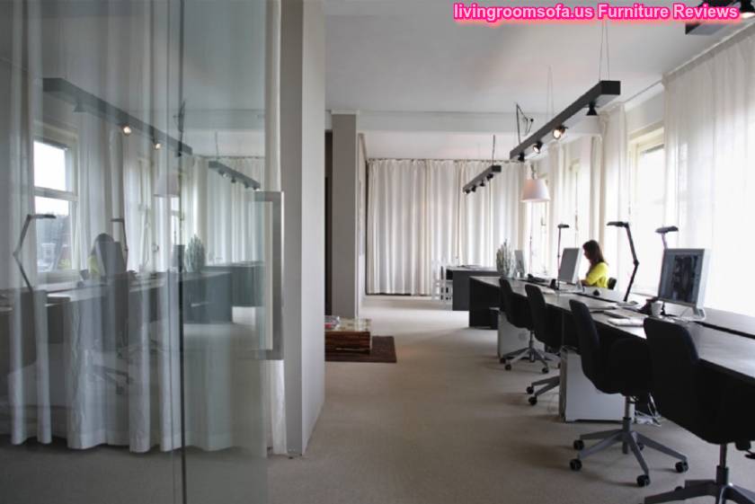 Office Design With Charming Row Working Desk And Adjustable Chair