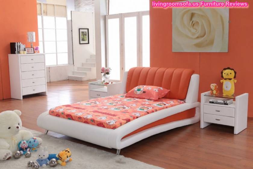 Orange Sweet Bedroom Decorating Ideas With White Bedroom Sets