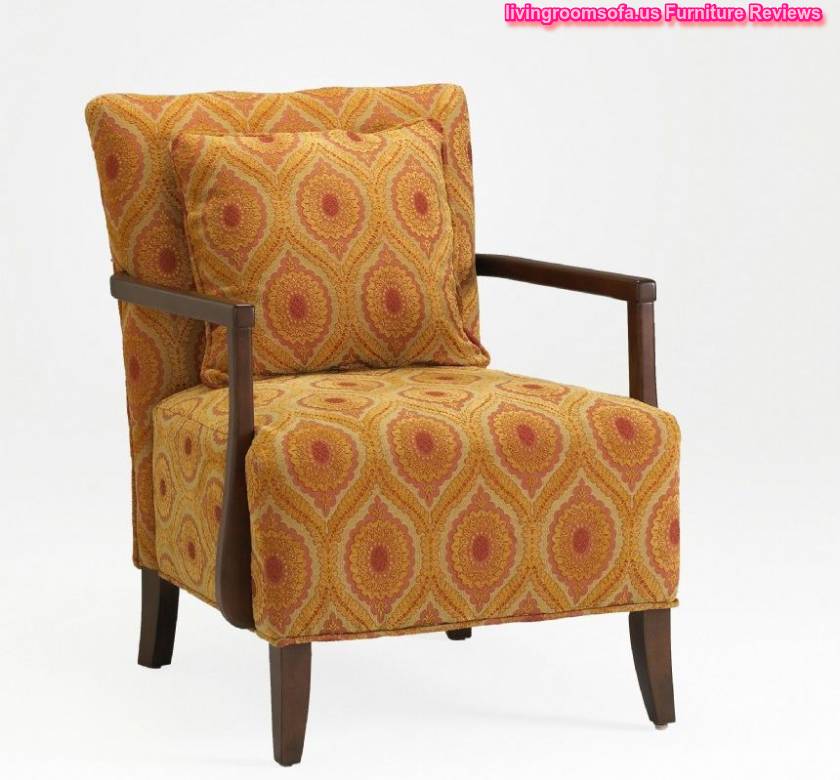  Pattern And Brown Solid Wood Legs Interesting Orange Accent Chair