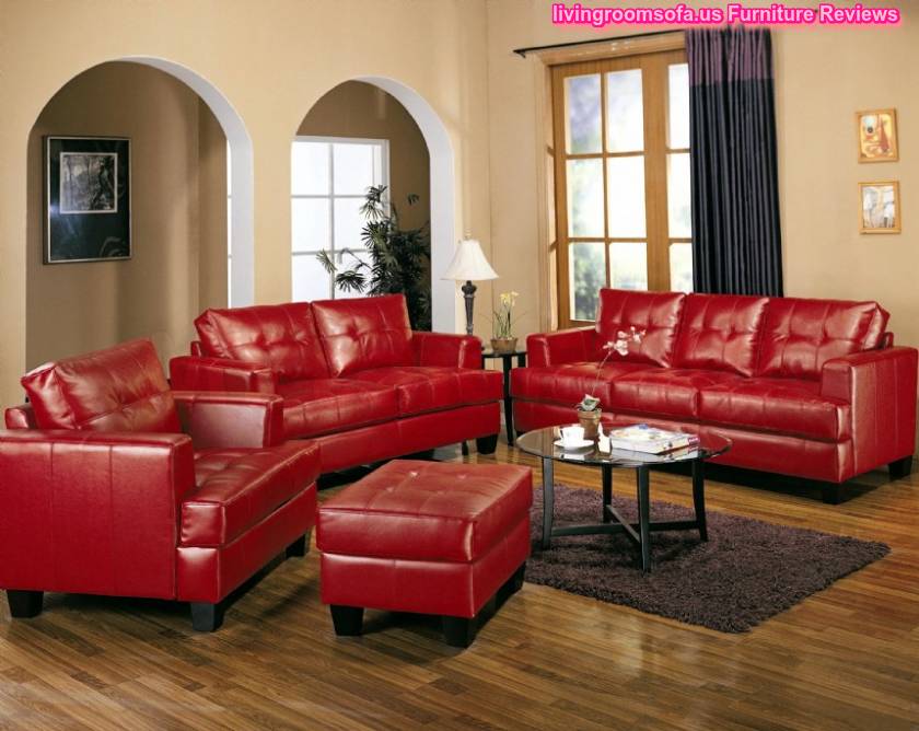 Red Leather Ashley Furniture Living Room Sets