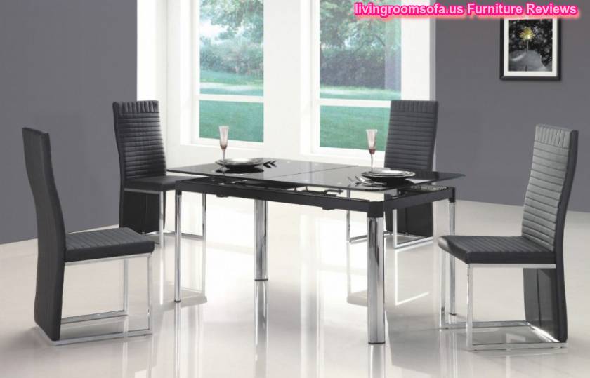 Simple Modern Contemporary Dining Room Tables Black Chairs